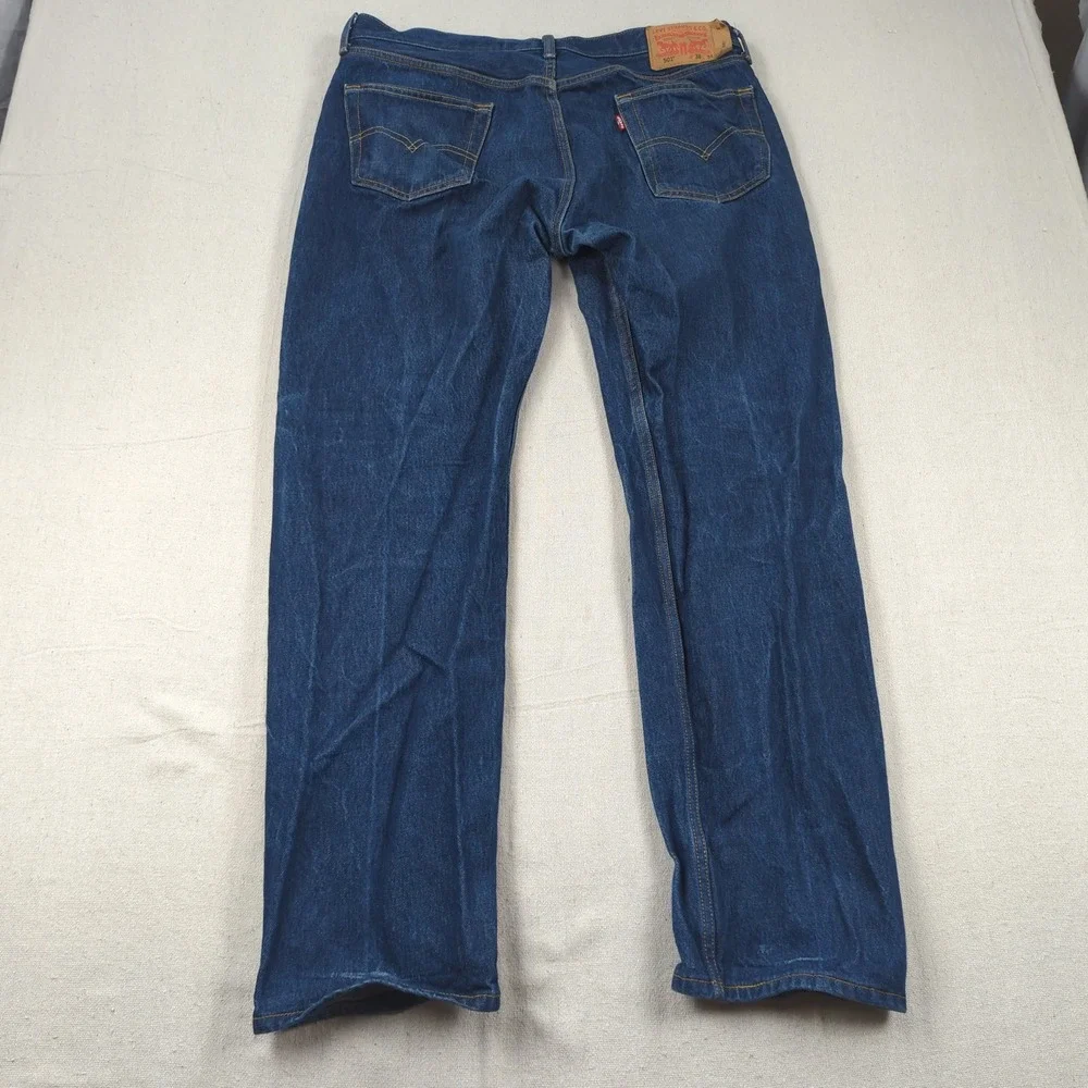 Levis 501 Jeans  Mens 38x32 Blue Button Fly Western Faded Classic American Hem